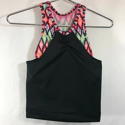 Kidpik gymnastic top sz 5/6 aztec print black two piece sport bra look workout - Image 1 of 4