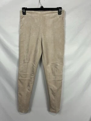 Calvin Klein 全新带标签女式 S 码米色中腰人造麂皮绒现代散装裤 — 第 1/4 张图片