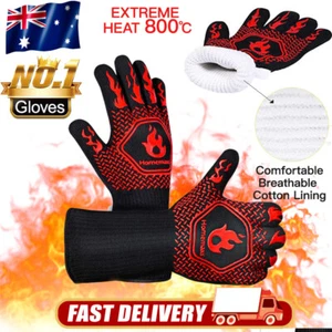 Oven BBQ Gloves 1472℉ Extreme Heat Resistant Grill Silicone Non-Slip Fireproof - Picture 1 of 12