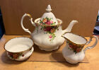 Royal Albert Old Country Roses 3-Piece Tea Set Teapot, Sugar Bowl And Creamer