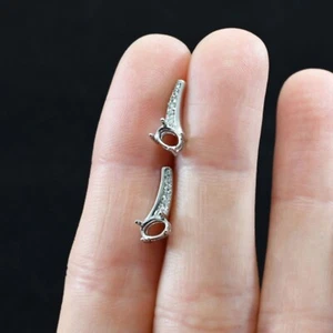 Earring Semi Mount Oval 5x3.5mm In 14k White Gold With Diamond Accents (47686) - Picture 1 of 6
