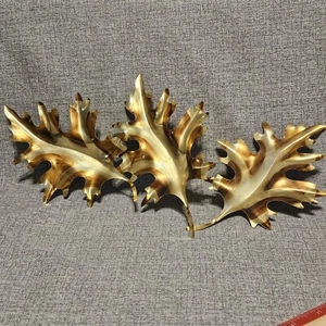 Vintage Home Interiors Homco Gold & Copper Tone Oak Leaves Metal Wall Art Decor - Picture 1 of 6