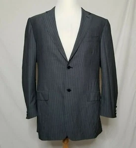 Canali Mens EUR 54L / US 44L Suit Jacket Sport Coat Blazer Gray Pinstripes - Picture 1 of 11