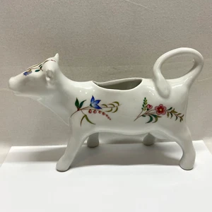 Vintage Cordon Bleu BIA Cow Creamer White Floral Design Frieda Collection France - Picture 1 of 11