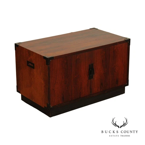 Mid Century Campaign Style Two-Door Rosewood Cabinet Cover