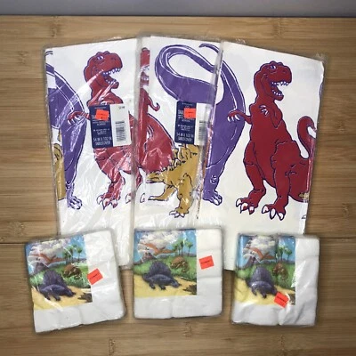Vintage VTG Dinosaur Napkins And Tablecloths Birthday Party Celebration Decor - Image 1 of 4