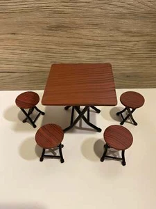 Dollhouse Miniature folding dining table chair set dollhouse furniture - Picture 1 of 3