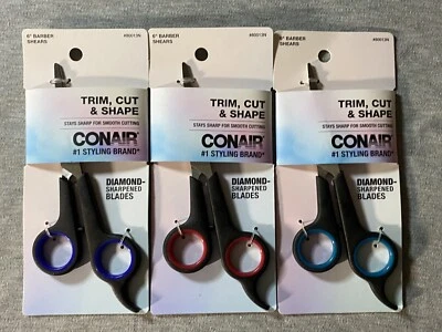 Лот из 3 прозрачных парикмахерских Conair 61/2 дюйма - Изображение 1 из 2