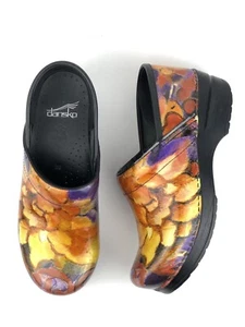 Womens Dankso Multicolor Deco Floral Clogs Shoes Professional Patent Flowers 38 - Picture 1 of 9
