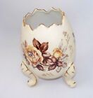 NAPCO WARE PORCELAIN PAINTED GOLD TRIM BROWN ROSES FLOWERS FOOTED EGG 