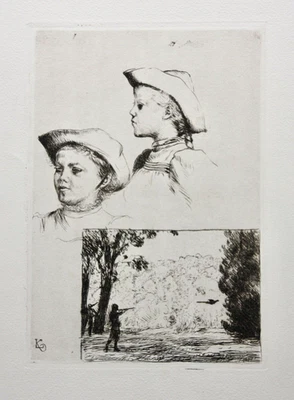 Leopold von Kalckreuth (1855-1928), monogr. Radierung "Die Fasanenjagd", 1911 - Bild 1 von 4