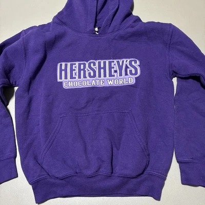 Hersheys Chocolate World Hoodie Sweatshirt Yth Small Adventure Theme Park Purple - Image 1 of 4