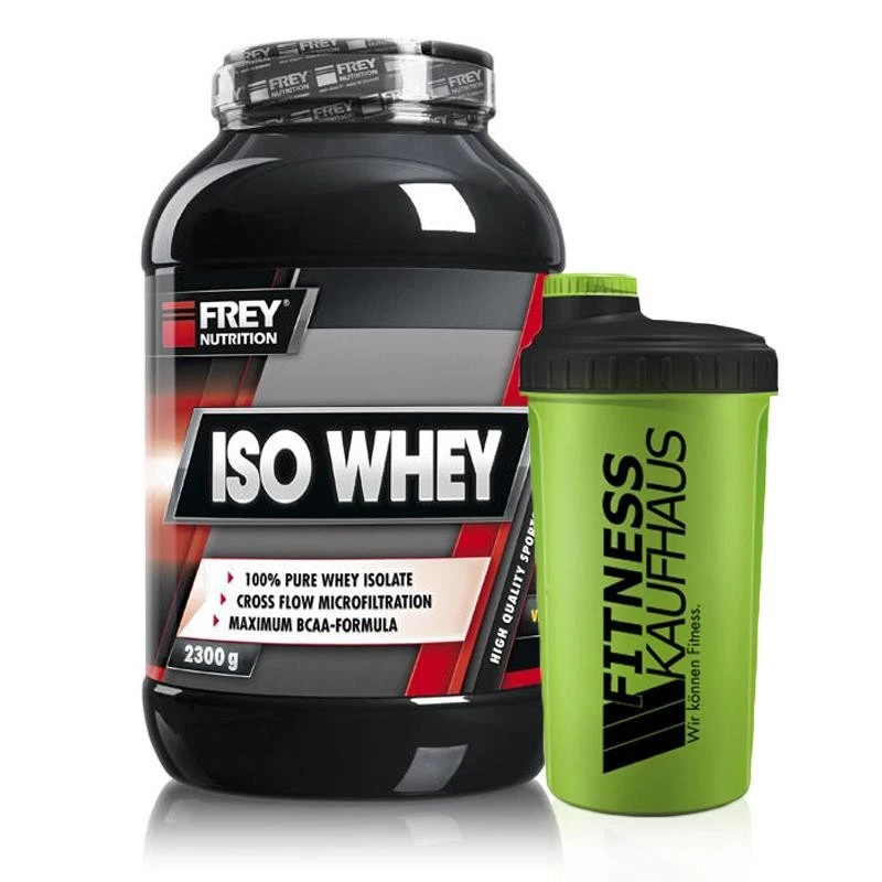 (48,24 EUR/kg) Frey Nutrition ISO Whey 2300g Eiweiss + Shaker Geschmack wählbar