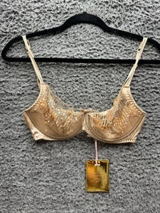 NWT Agent Provocateur Soiree Sequin Nala Bra Nude Womens Size 34D - Picture 1 of 9