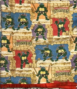 Vintage 1988 Teenage Mutant Ninja Turtles Blanket 7’x6’ ft *RARE* - Picture 1 of 7