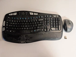 Logitech K350 Wireless Wave Ergonomic Keyboard And Mouse M705 W/Dongle - Picture 1 of 4