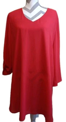 Túnica Chicos Talla 3 (XL) Roja Transparente Larga Superposición 1/2 Forrada Manga Larga Pestaña Cuello en V Foto 1 de 4