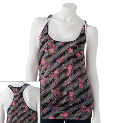 Camiseta sin mangas floral Weavers Girl Mock-Layer - Junior talla L nueva con etiquetas Foto 1 de 4