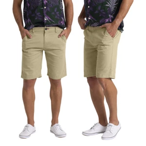 Pantalones Cortos Chinos Para Hombre Calce Ajustado Elástico Algodón Informales Ropa de Verano Beige Varios Tamaños - Imagen 1 de 6