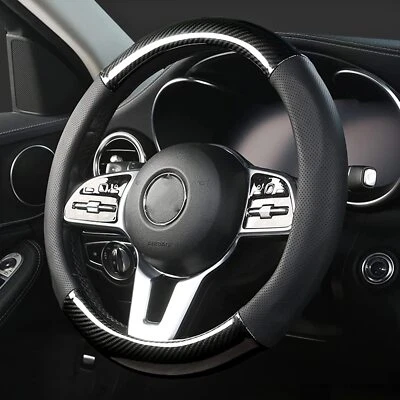 15" Steering Wheel Cover Genuine Carbon Fiber Leather For Acura - Image 1 of 4