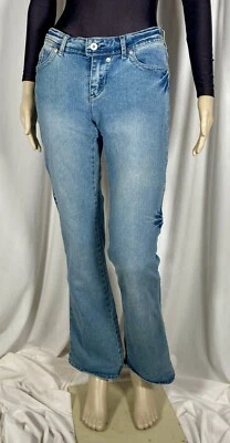 Pantalones de mezclilla vintage APPLE BOTTOM azul corte bota tiro bajo talla 9/10 detalles plateados Foto 1 de 4