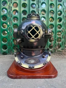 US Navy Divers Vintage Boston Brass Antique Scuba Deep Diving Helmet Mark V Base - Picture 1 of 5