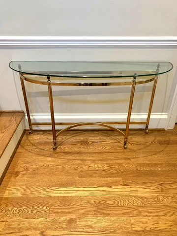 Labarge Console Table Brass and Glass Mid century Vintage Cover