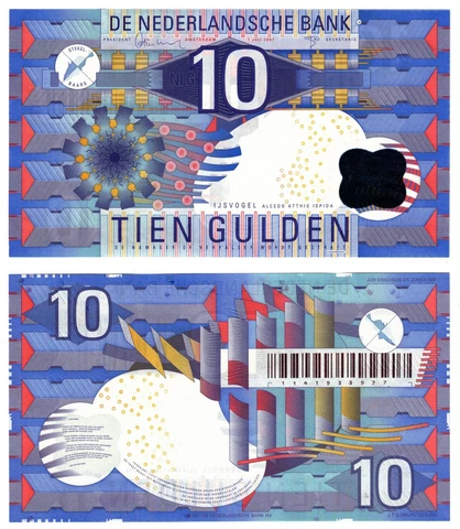 1997 Netherlands 10 Gulden Banknote UNC P99 Cover