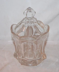 EAPG c1860 Flint Loop Old Style Covered Sugar Bowl, Petal & Loop - Picture 1 of 4
