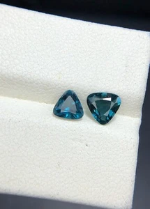 1.15 Ct Natural Tourmaline Blue Color Trillion Shape 2 Piece loose gemstone - Picture 1 of 8