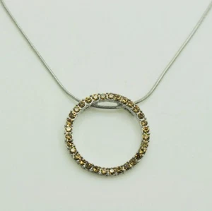 simple circle shape pendant light topaz color fashion jewelry chain necklace F11 - Picture 1 of 5