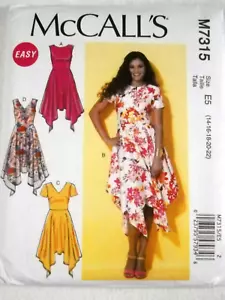 Vestidos McCalls 7315 con variaciones Misses talla 14-22 patrón de costura - Imagen 1 de 2