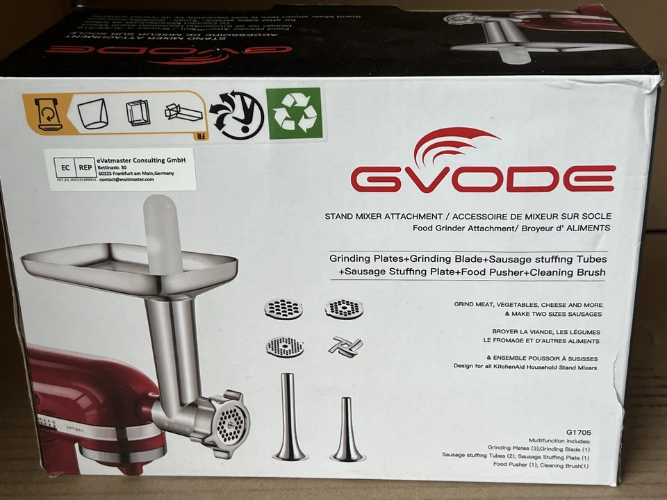 GVODE Fleischwolf Aufsatz für Kitchenaid Zubehör, Fleischwolf & Slicer Shredder  - Bild 1 von 4