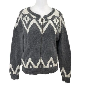Sundance Lambswool Blend Nordic Fair Isle Zip Cardigan Sweater Jacket sz Medium - Picture 1 of 4