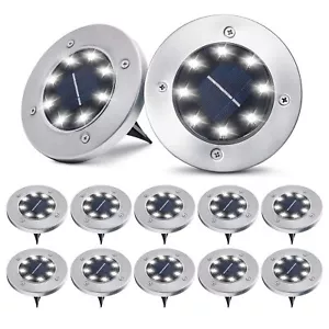 12 Pack Solar Ground Lights - 8 LED Outdoor In-Ground Landscape Lights for Pa... - Picture 1 of 8
