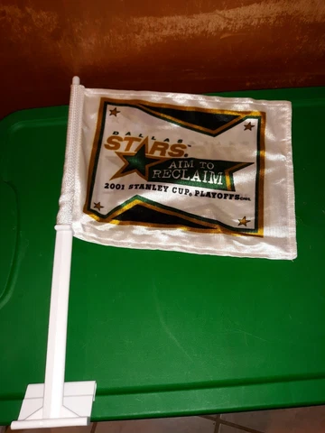 Dallas Stars Car Window Flag- Aim To Reclaim 2001 Stanley Cup Playoffs 9"x12" Cover