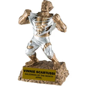SALESMAN EMPLOYEE OF MONTH MONSTER HULK ZOMBIE TROPHY AWARD FREE ENGRAVING - Picture 1 of 1