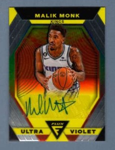 Malik Monk 2022-23 Panini Flux UltraViolet Signed Auto Sacramento Kings