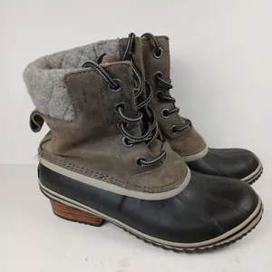 Sorel Women's Slimpack Lace II Winter Boot Quarry Black Sz 7.5 New Hand Crafted - Picture 1 of 10