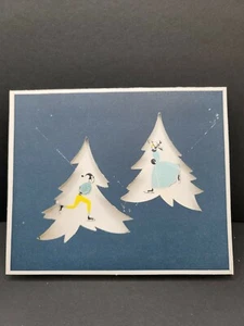 Tarjeta de felicitación de Navidad vintage vacaciones sin usar - Imagen 1 de 6