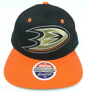 SOMBRERO GORRA ZEPHYR ANAHEIM DUCKS NHL DE COLECCIÓN SNAPBACK RETRO BILLETE PLANO DE 2 TONOS ¡NUEVO! - Imagen 1 de 5