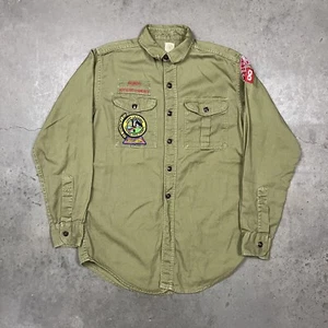 Camisa Vintage Años 60 Boy Scouts Of America Abotonada Manga Larga Verde M - Imagen 1 de 8