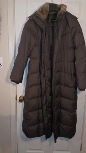 London Fog Maxi Puffer Coat- Brown with Faux Fur Hood- 1X- Excellent condition - Picture 1 of 8