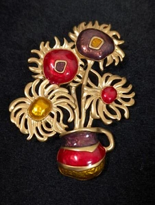 Vintage Yves St. Laurent for Avon Vincent van Gogh’s Sunflower Painting Brooch - Picture 1 of 8