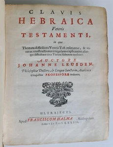 1783 HEBREW in BIBLE TREATISE CLAVIS HEBRAICA antique VELLUM Judaica - Picture 1 of 6