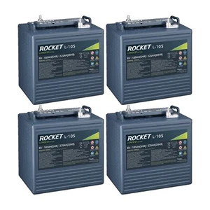 Rocket L-105 225Ah 6V Golf Cart Battery - Compatible w/ T-105 T-605 (Set of 4) - Picture 1 of 9