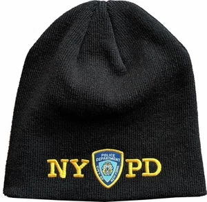 LICENSED NYPD NO FOLD WINTER HAT BLACK EMBROIDERED BEANIE KNIT CAP OFFICIAL NYC - Picture 1 of 1