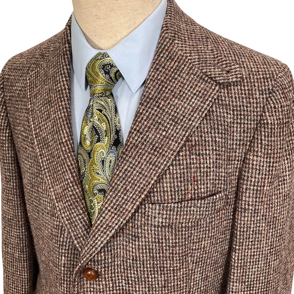 Chaps Ralph Lauren Blazer Men 41L Brown Red 3 Button Tweed Wool Jacket USA VTG - Image 1 of 4