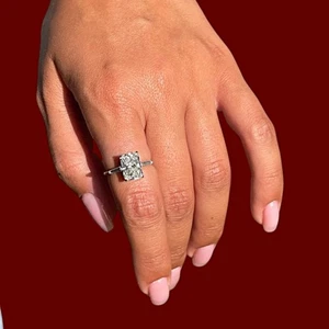 Semi Mount Setting Women Wedding 0.20 Ct Diamond Radiant Cut 14k White Gold Ring - Picture 1 of 11