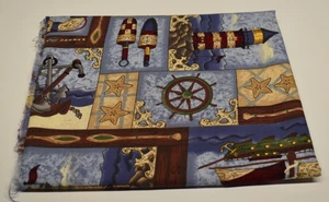 LESLIE BECK vip CRANSTON COTTON FABRIC sailboat NAUTICAL cheater cloth 1 YARD - Picture 1 of 7